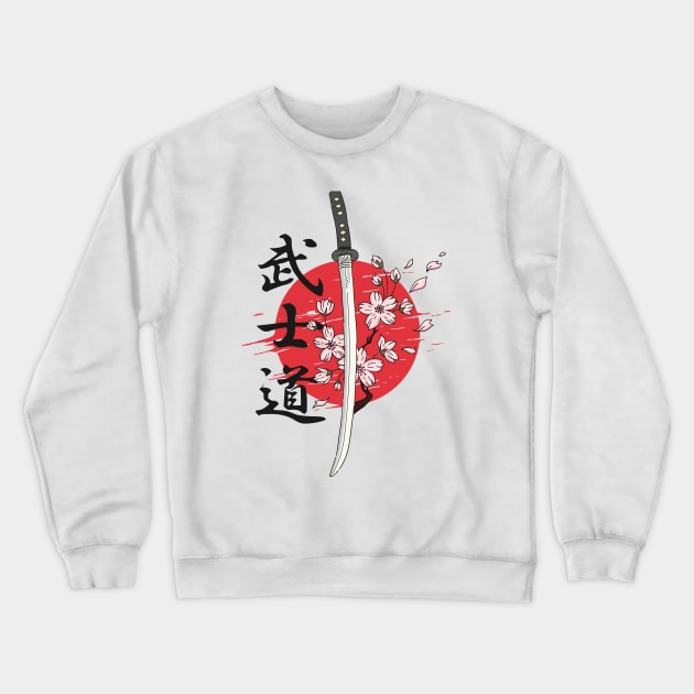 Katana Sakura Crewneck Sweatshirt by Spes.id